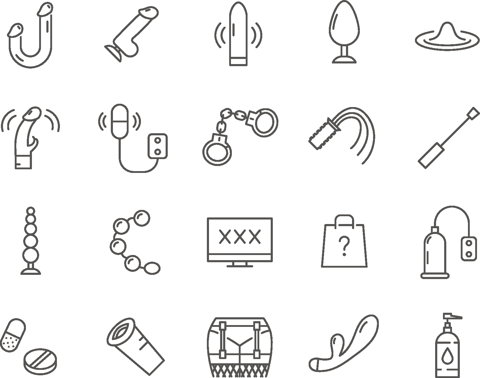 Set of Sex Toys icons. Line vector icons.
