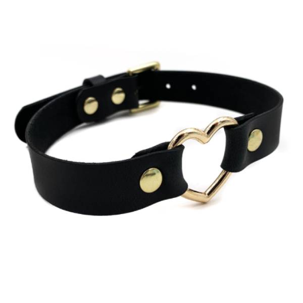 L'Amour Propre Leather Gold Heart Ring Collar