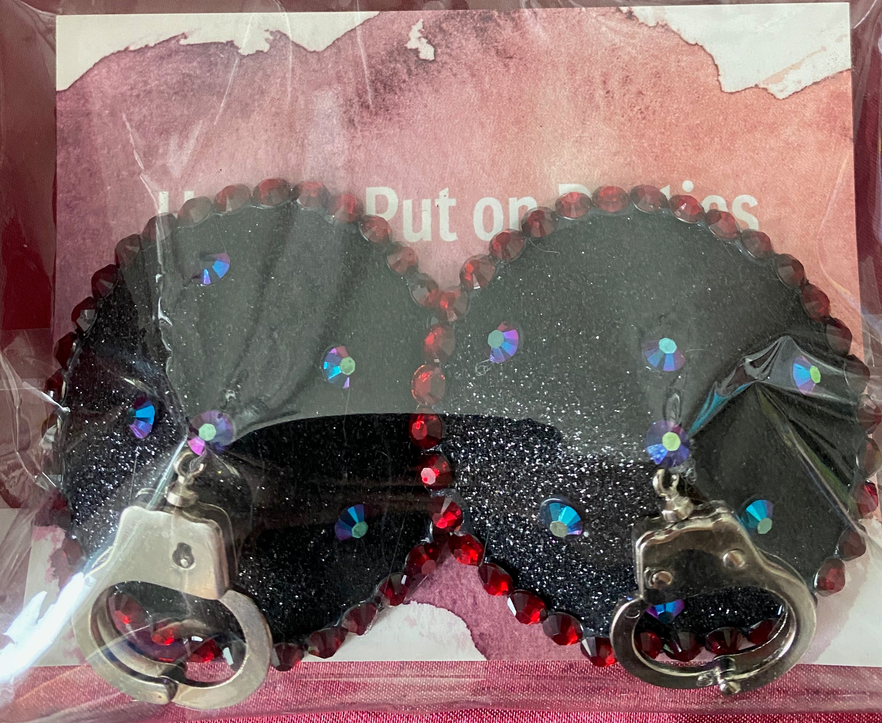 Luna Matatas Black with Red Border and Handcuffs Pasties