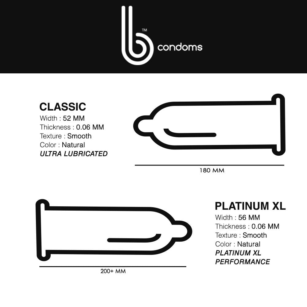 B Condoms Platinum XL Condoms