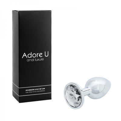 Adore U Anal Luxure Aluminum Clear Jewel Butt Plug