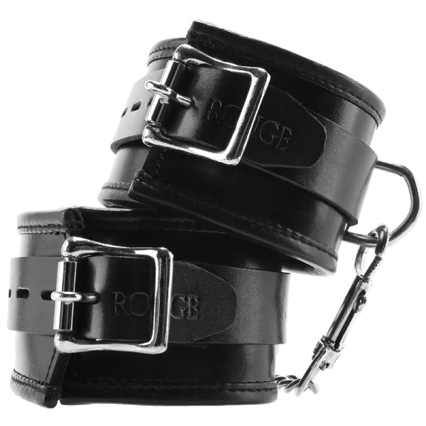 Rouge Padded Vegan Leather Wrist Cuffs with Connector