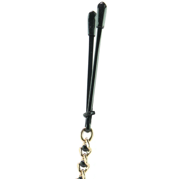 Spartacus Black and Gold Beaded Chain Tweezer Nipple Clamps